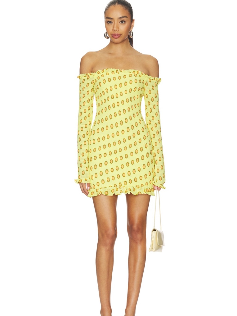 AFRM Yellow Printed Strapless Mini Dress